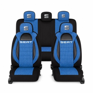 Set Huse Scaune Universale Racing, Albastru cu Negru Personalizate cu Seat