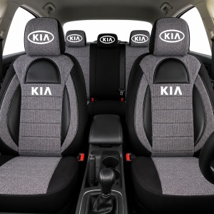 Set Huse Scaune Universale Racing, Gri cu Negru Personalizate cu Kia - Img 2