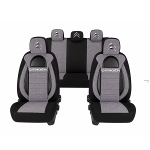 Set Huse Scaune Universale Racing, Gri cu Negru Personalizate cu Citroen