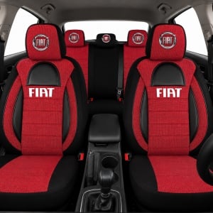 Set Huse Scaune Universale Racing, Visiniu cu Negru Personalizate cu Fiat - Img 2