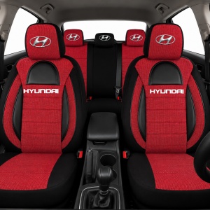 Set Huse Scaune Universale Racing, Visiniu cu Negru Personalizate cu Hyundai - Img 2