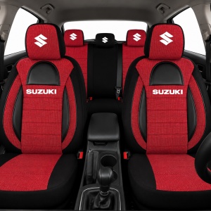 Set Huse Scaune Universale Racing, Visiniu cu Negru Personalizate cu Suzuki - Img 2