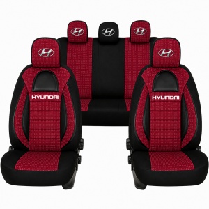 Set Huse Scaune Universale Racing, Visiniu cu Negru Personalizate cu Hyundai