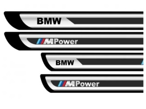 Set stickere protectii praguri gri pentru BMW M Power crom - Img 2