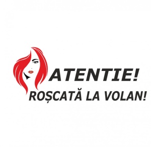 Sticker Atentie Roscata La Volan 15 cm, Creative Rey®