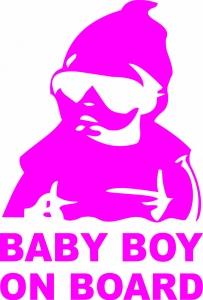Sticker auto "Baby on board simpatic'', 18x12cm, roz