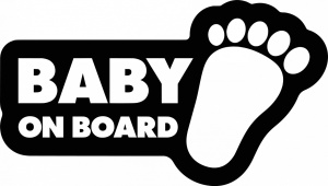 Sticker auto Baby on board, talpa bebelus, 23x13cm, negru
