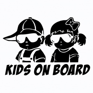 Sticker auto - Kids on board 25X17 Alb