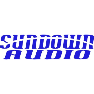Sticker auto ''Sundown audio'', 18x8 cm, albastru