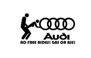 Sticker decorativ auto, Audi No Free Rides, Gas or ass 15x9cm