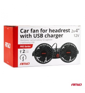 VENTILATOR AUTO PENTRU TETIERĂ CU ÎNCĂRCĂTOR USB 2X4" 12V - Img 4