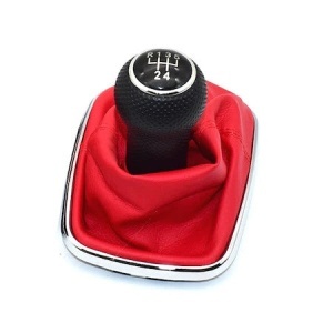 Nuca schimbator viteze + manson cu piele ecologica rosie, compatibil Volkswagen VW Golf 4 Bora - Img 2