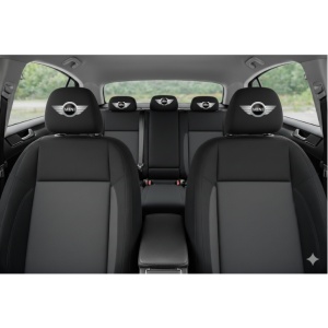 Set 2 huse tetiere negre, pentru gama auto MINI - Img 3