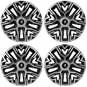 Set 4 Capace Roti 14 `` Best Gri-Negru, Compatibile Cu Peugeot - Img 2