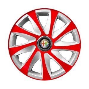Set 4 capace roti 14 inchi R14 Drift Rosu-Gri, Compatibil cu Alfa Romeo - Img 3