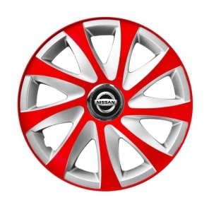Set 4 capace roti 14 inchi R14 Drift Rosu-Gri, Compatibil cu Nissan