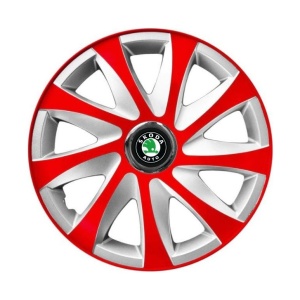 Set 4 capace roti 14 inchi R14 Drift Rosu-Gri, Compatibil cu Skoda - Img 3