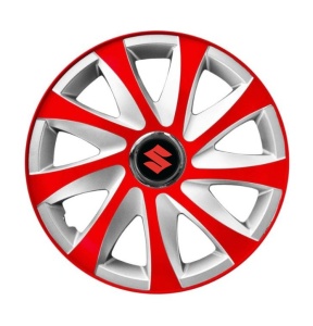 Set 4 capace roti 14 inchi R14 Drift Rosu-Gri, Compatibil cu Suzuki