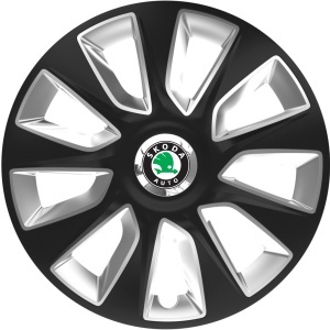 Set 4 Capace Roti 16 inchi (R16) Stratos Gri-Negru, Compatibile Cu Skoda