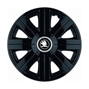 Set 4 Capace Roti Autohelix MSA® potrivite jantelor de 15 inch, pentru Skoda Alb Negru model Cosmos Black - Img 2