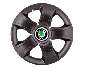 Set 4 capace roti Bis Negru R15 pentru gama auto Skoda - Img 1