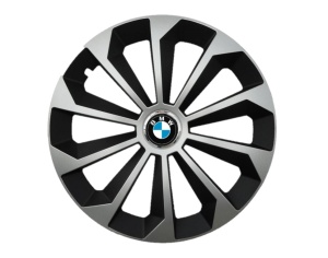 Set 4 capace roti Fame Gri-Negru cu inel R14, pentru gama auto BMW - Img 1