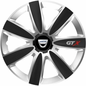 Set 4 Capace Roti GTX Carbon Gri-Negru R16, Pentru Dacia