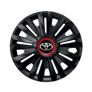 Set 4 capace roti Negre Cu Inel Rosu Royal R15 Compatibil Cu Toyota