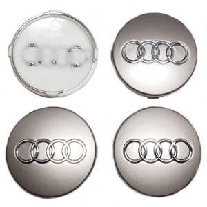 Set 4 capacele roti 60mm gri/argintii, Audi A3, A4, A5, A6, A7, A8, Q3, Q5, Q7 pentru jante aliaj - Img 2