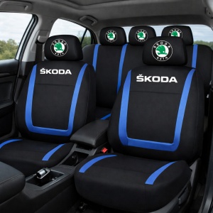 Set Huse Scaune Universale Compatibile cu Skoda – Negru/Albastru - Img 2