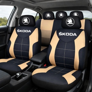 Set Huse Scaune Universale Compatibile cu Skoda Nou – Negru/Crem - Img 2