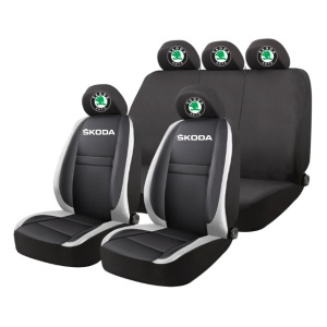 Set Huse Scaune Universale HLX4 Compatibile cu Skoda – Negru/Gri
