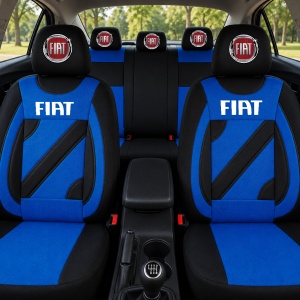 Set Huse Scaune Universale Nero Albastru Personalizate cu Fiat - Img 2