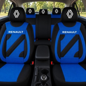 Set Huse Scaune Universale Nero Albastru Personalizate cu Renault Nou - Img 2