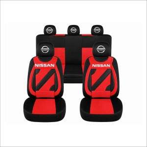 Set Huse Scaune Universale Nero Rosu Personalizate cu Nissan