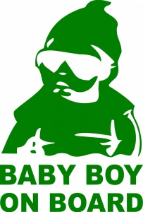 Sticker auto "Baby on board simpatic'', 18x12cm, verde