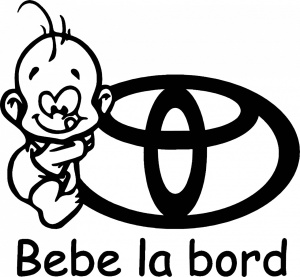 Sticker auto ''Bebe la bord Toyota'', 17x16cm, negru