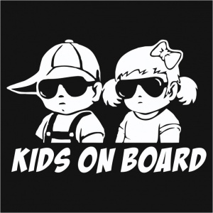 Sticker auto - Kids on board 25X17 Negru