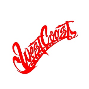 Sticker auto "West Coast" 20x13 cm, rosu