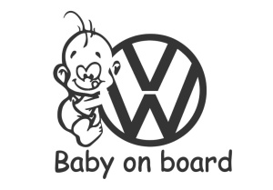 Sticker decorativ auto, logo Volskwagen, Baby on Board 15x12 cm, Creative Rey®