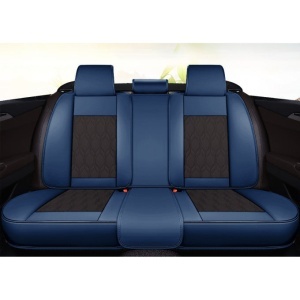 Huse auto premium 5 locuri Carguard Deluxe piele ecologică perforată - albastru închis - negru - Img 3