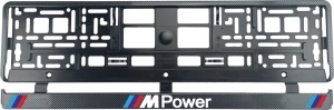 Set 2 bucati, suport numar inmatriculare Carbon, BMW MPower