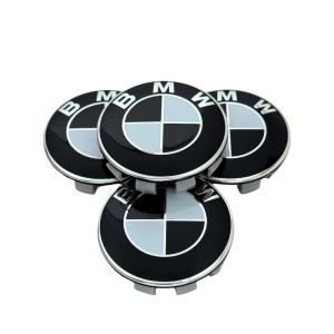 Set 4 Capace Jante Aliaj BMW – 68mm, Negru cu Alb - Img 2