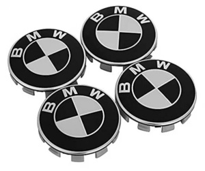 Set 4 Capace Jante Aliaj BMW, Diametru 52mm interior - 56 mm exterior, Alb/Negru