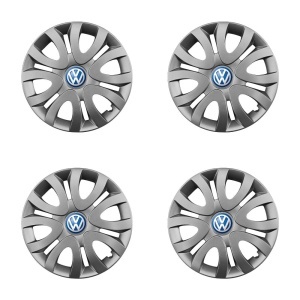 Set 4 Capace Roti 15 inchi (R15) Compatibile Cu VOLKSWAGEN model - 330, Sigla Albastra - Img 2
