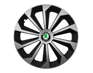 Set 4 Capace Roti 15 inchi (R15) Fame Gri-Negru, Compatibile Cu Skoda
