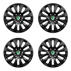 Set 4 capace roti 16 inchi (R16) compatibile SKODA, Model 429 Black - Img 2