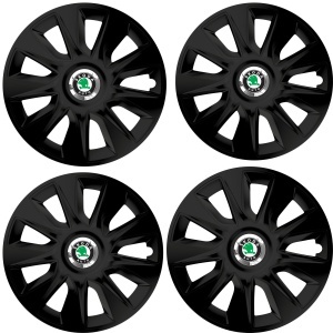 Set 4 Capace Roti 17 inchi (R17) Stratos Negru, Compatibile Cu Skoda - Img 2