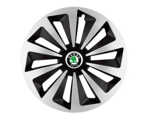 Set 4 capace roti Fox Gri-Negru R15 pentru gama auto Skoda - Img 1