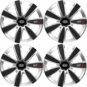 Set 4 Capace Roti GTX Carbon Gri-Negru R15, Compatibil Cu Kia - Img 2